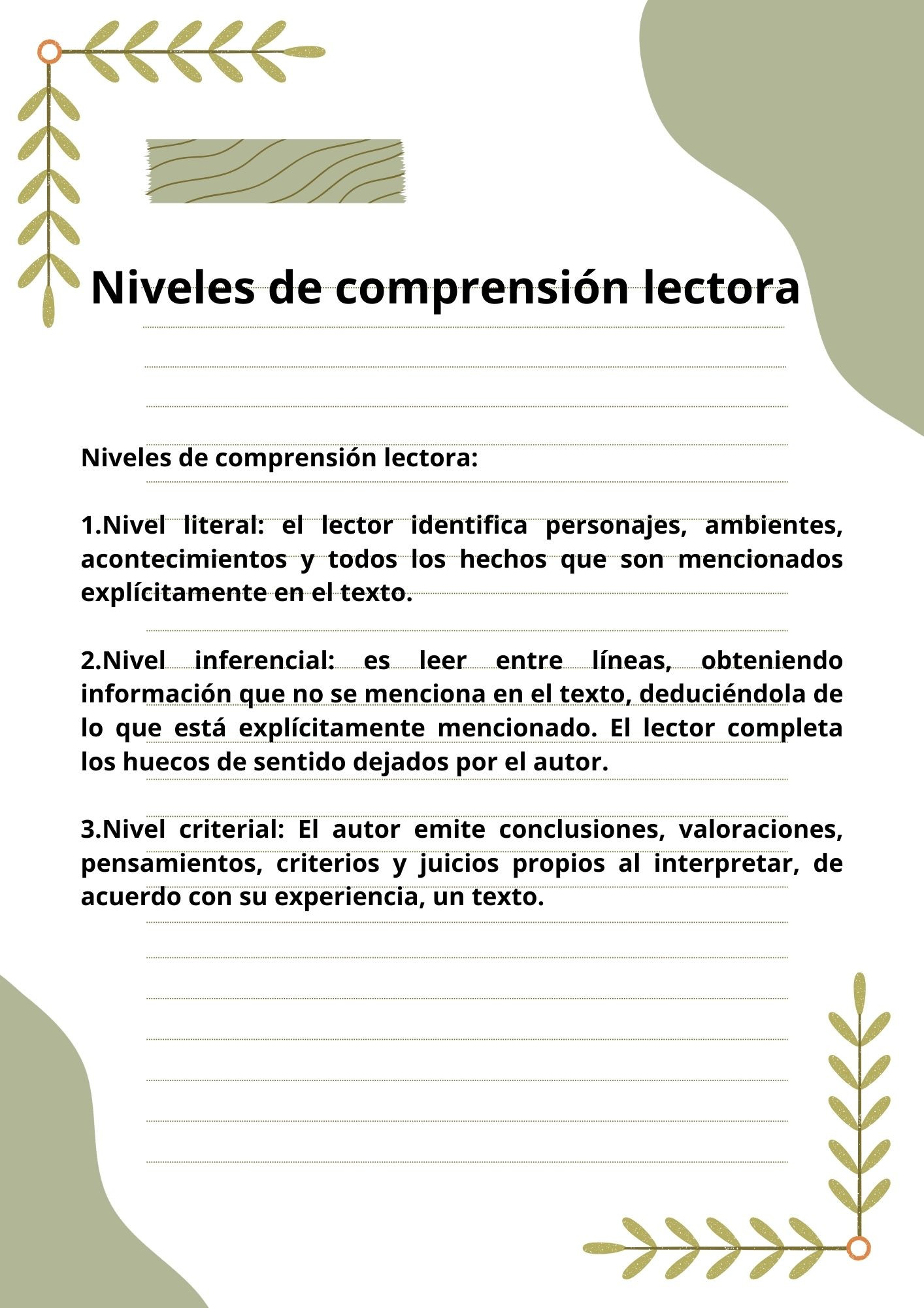 Niveles de comprensión lectora