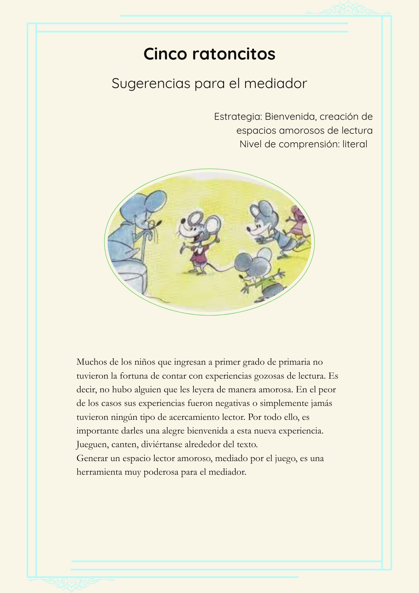 Cinco ratoncitos (Sugerencias para el mediador)