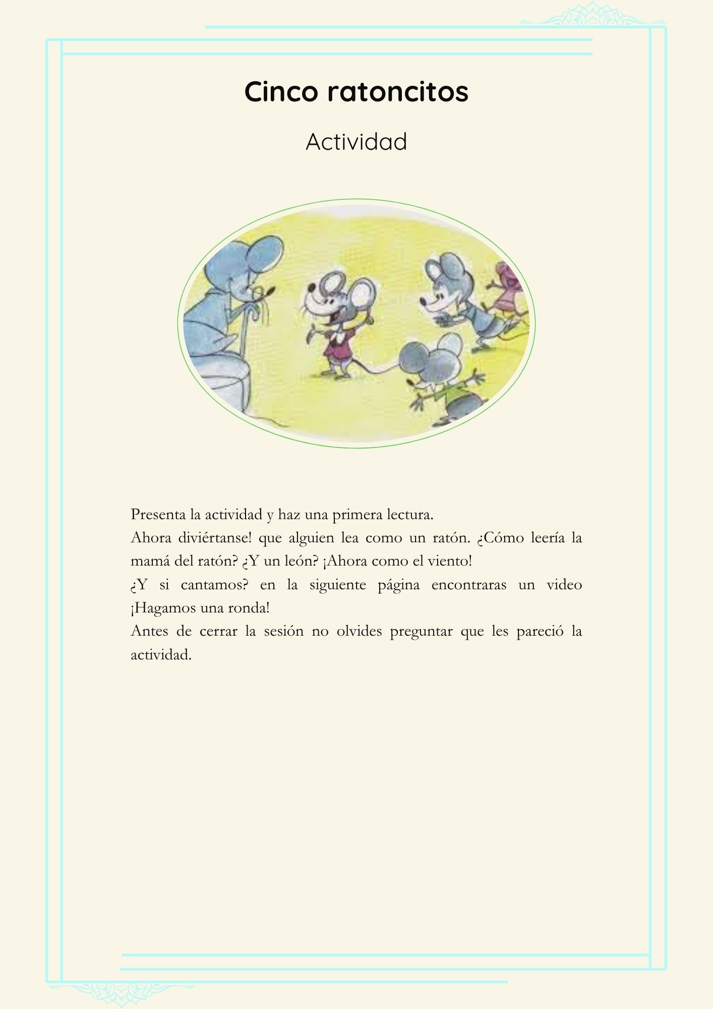 1.- Cinco ratoncitos (Actividad)