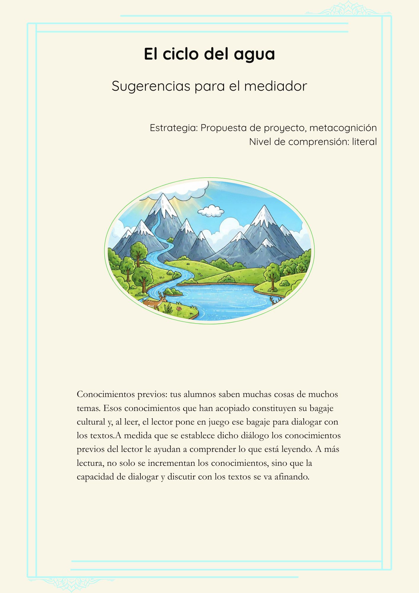 El ciclo del agua (Sugerencias para el mediador)