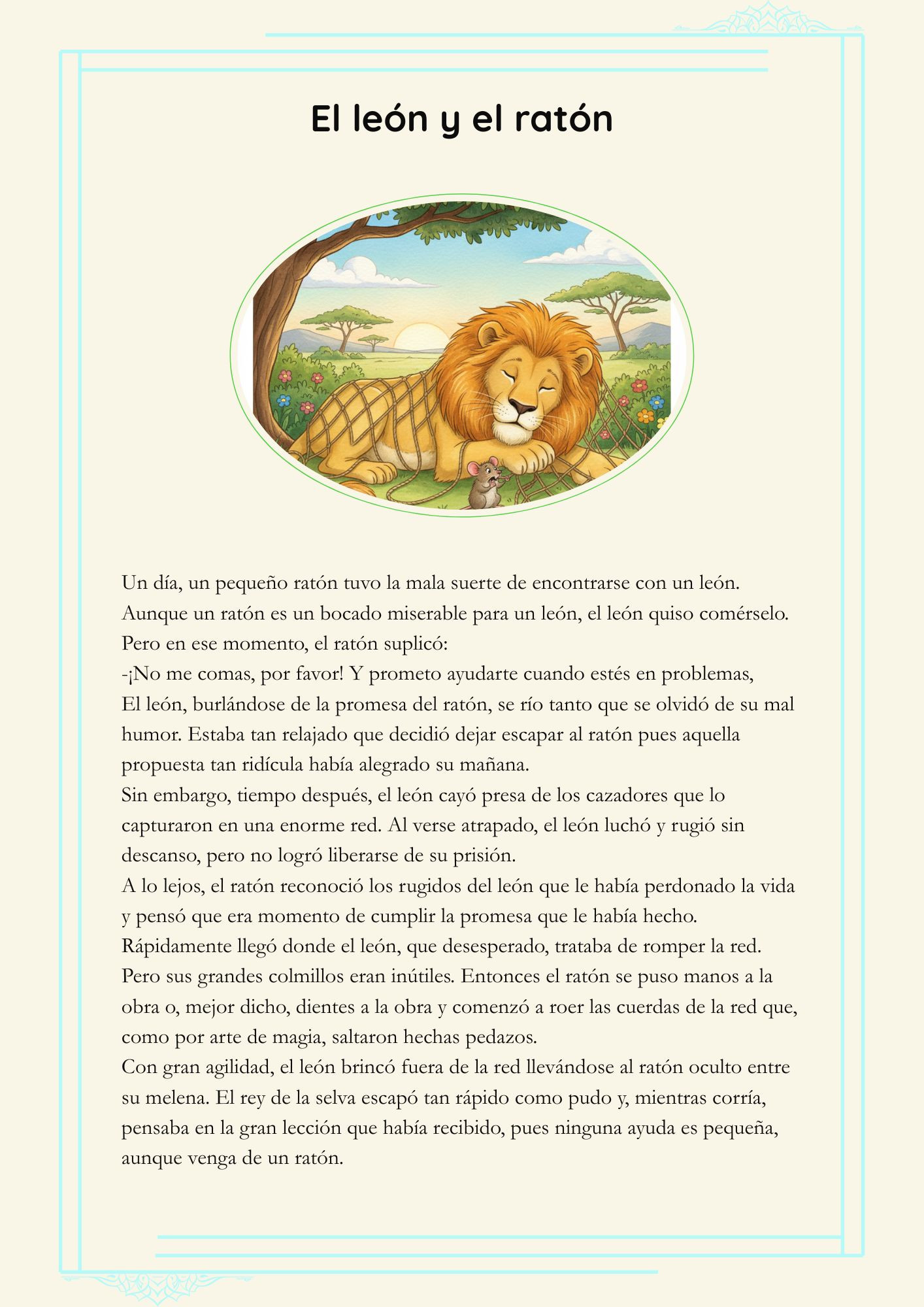 16.- El león y el ratón (Lectura)