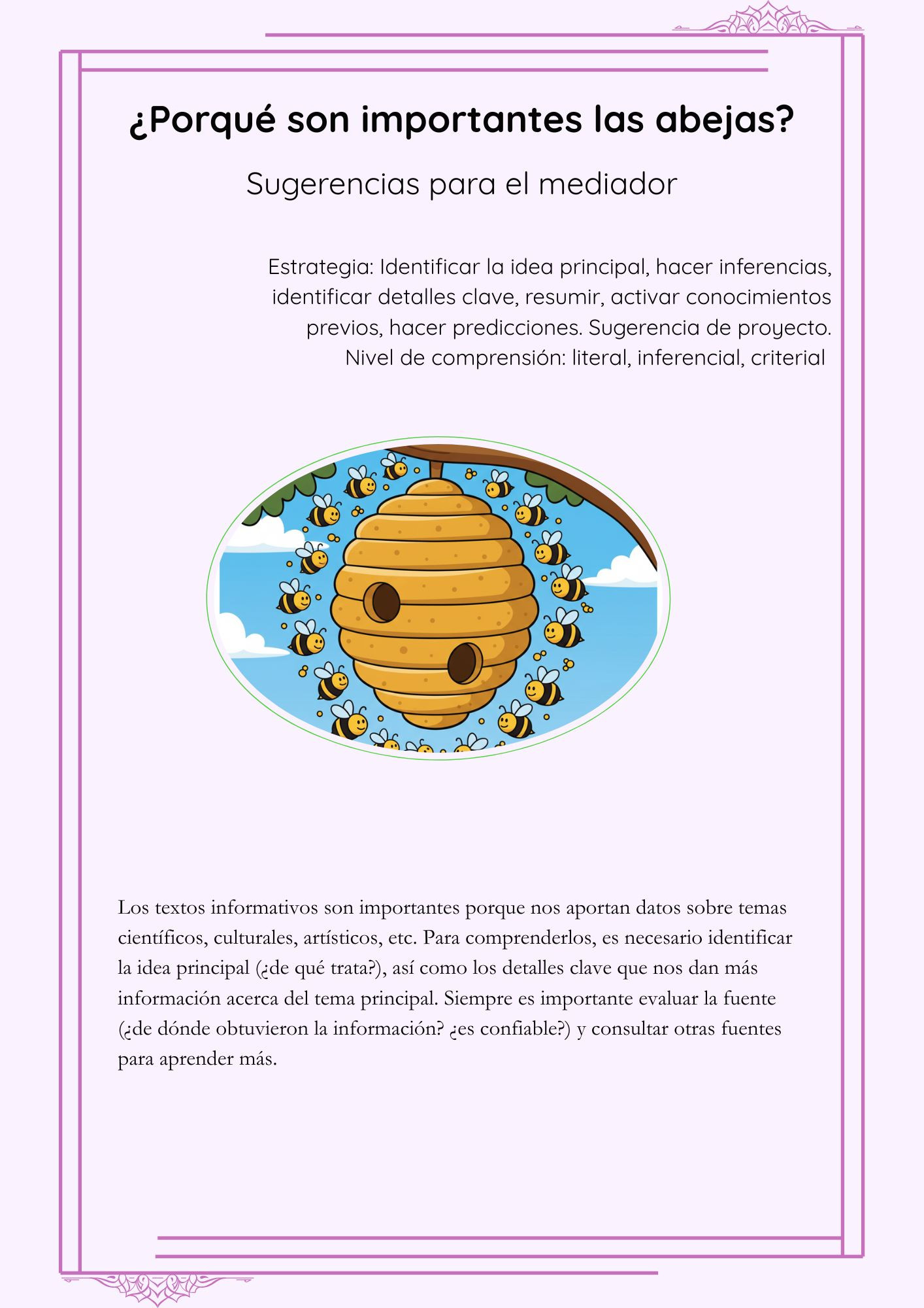 6.- ¿Porqué son importantes las abejas (Sugerencias para el mediador)