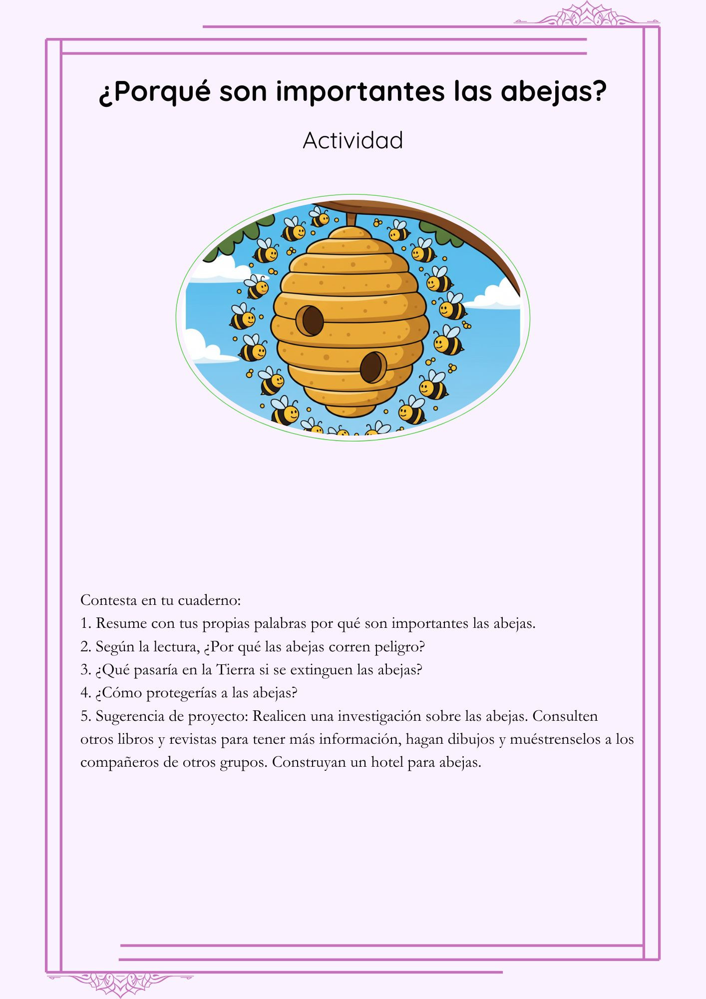 6.- ¿Porqué son importantes las abejas (Actividad)