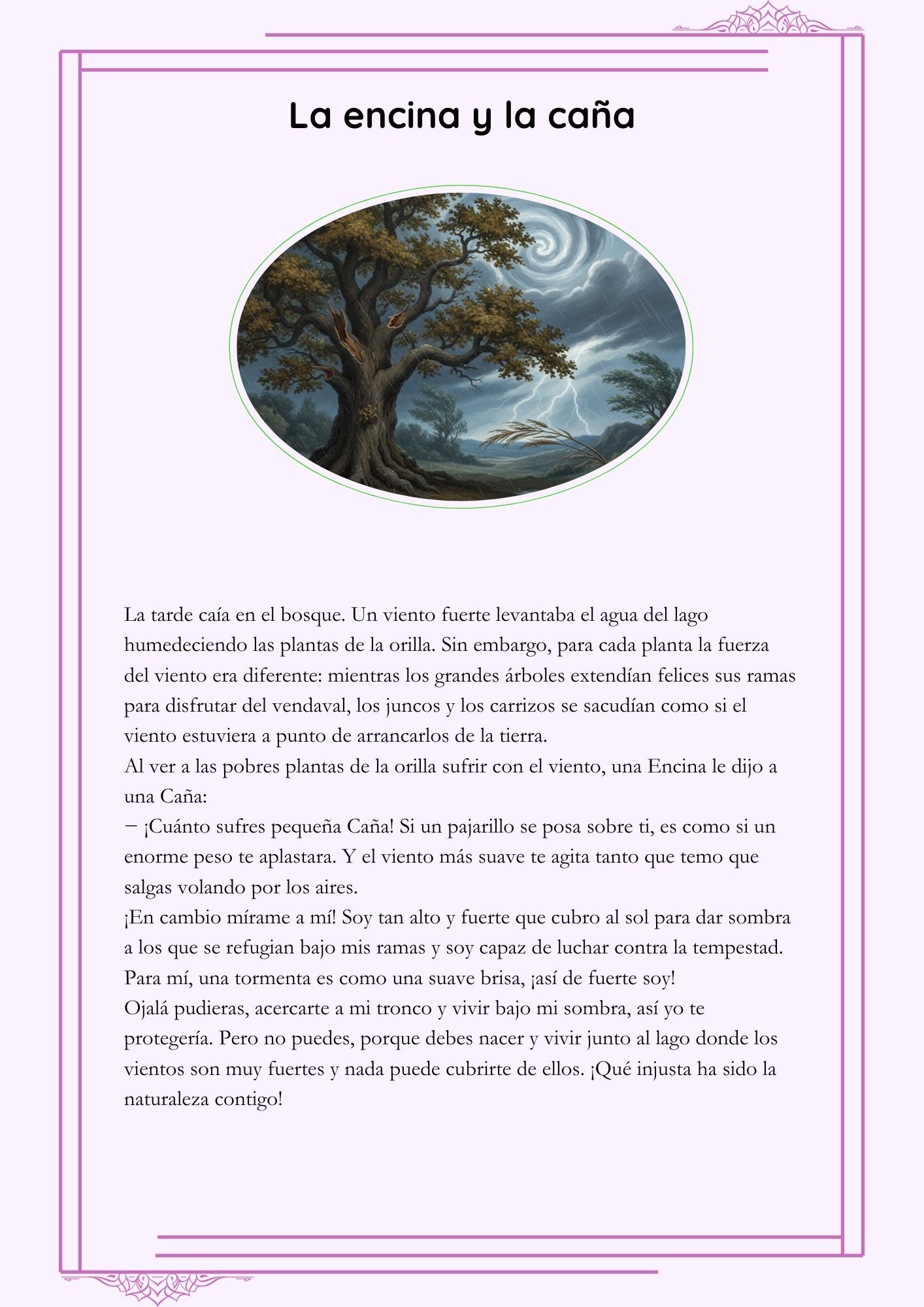 18.- La encina y la caña  (Lectura) 1