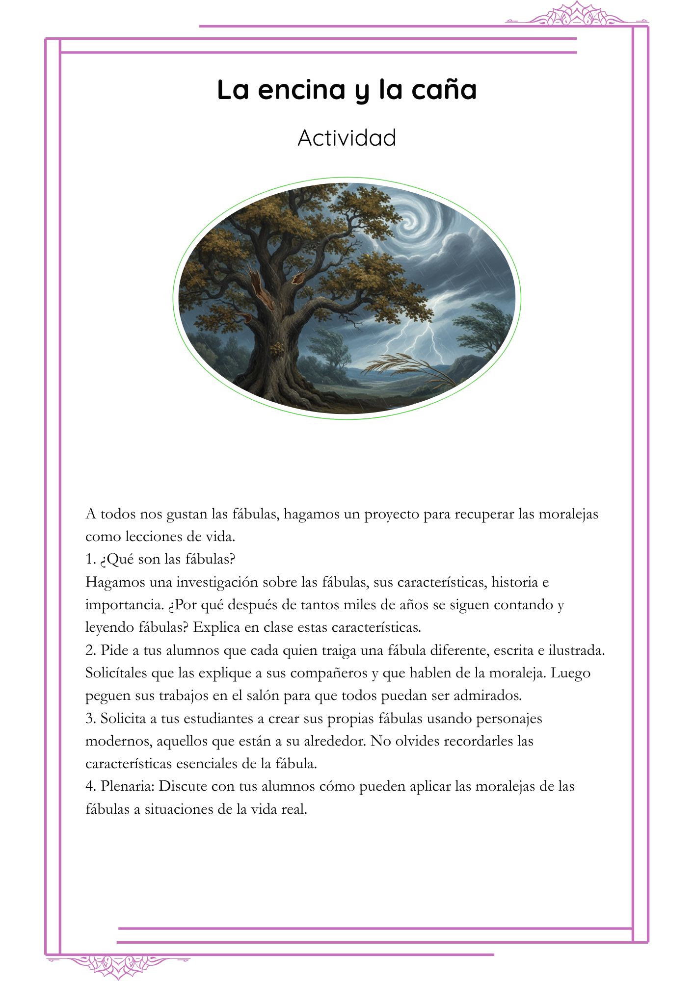 18.- La encina y la caña (Actividad)