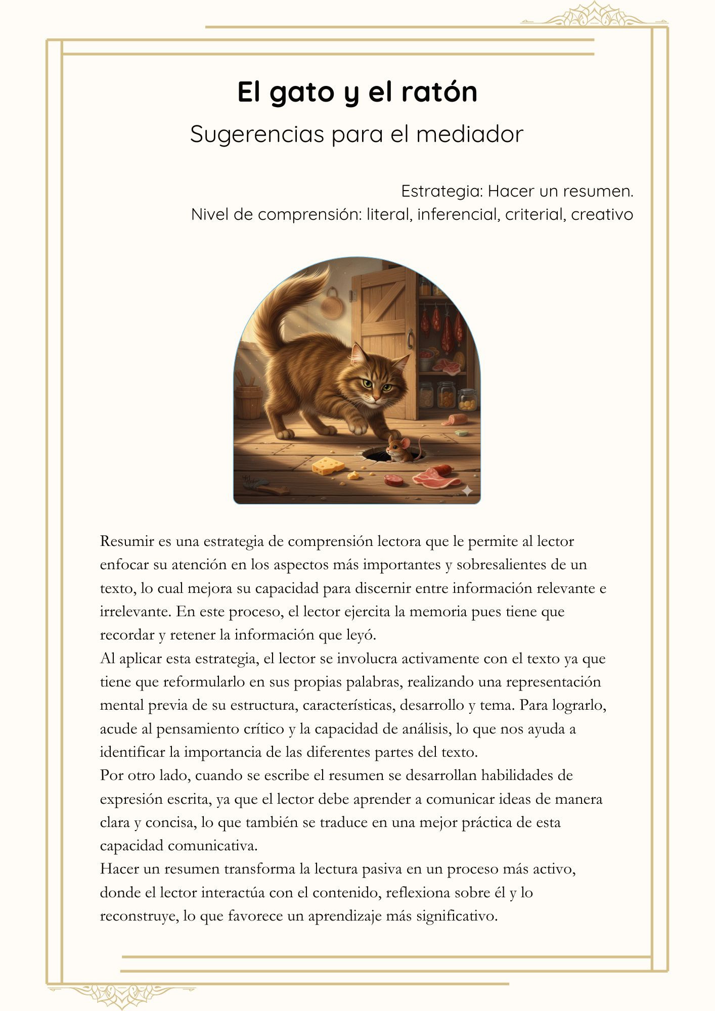 2.- El gato y el ratón (Sugerencias para el mediador)